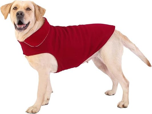 Bonawen Fleece Dog Coat Reflective Cold Weather Dog Jacket Apparel for Extra Large to Small Pets(Red,3XL)