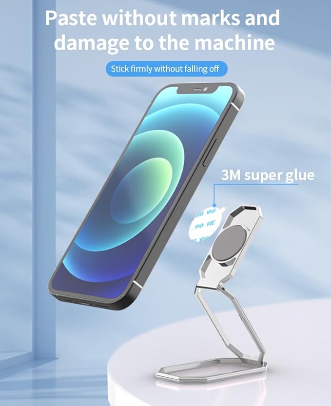 Phone Ring Holder Finger Kickstand Foldable Cell Phone Stand Upgraded 360°Rotation Metal Ring Grip Holder for Magnetic Car Mount Compatible with iPhone iPad Samsung Most Smartphone