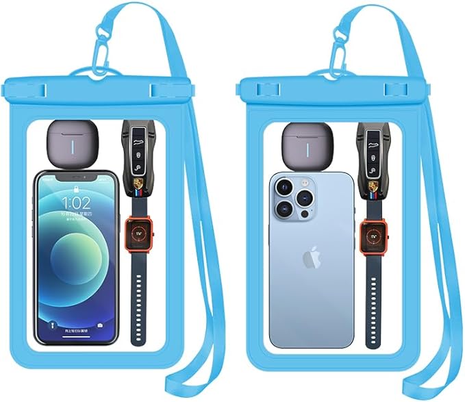 [Up to 8.9" 2 Pack Waterproof Phone Pouch Case,Waterproof Phone Bag for iPhone 17 16 15 14 13 Pro Max Plus Galaxy S25 S24 Ultar Plus+,IPX8 Cellphone Dry Bag Beach Travel Essentials-Blue