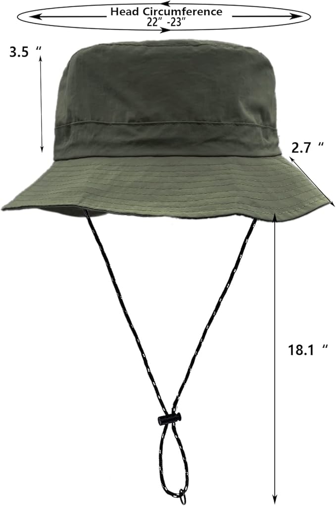 woogwin Waterproof Bucket Rain Hat with Chin Strap Quick Dry Packable Boonie Sun Hat Safari Hat UV Protection