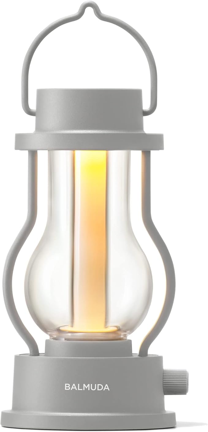 BALMUDA The Lantern | Rechargeable LED Lantern | 3 Light Modes: Candle, Amber, & Warm White | Battery Operated | Lightweight | Water-Resistant | US Version | Gray