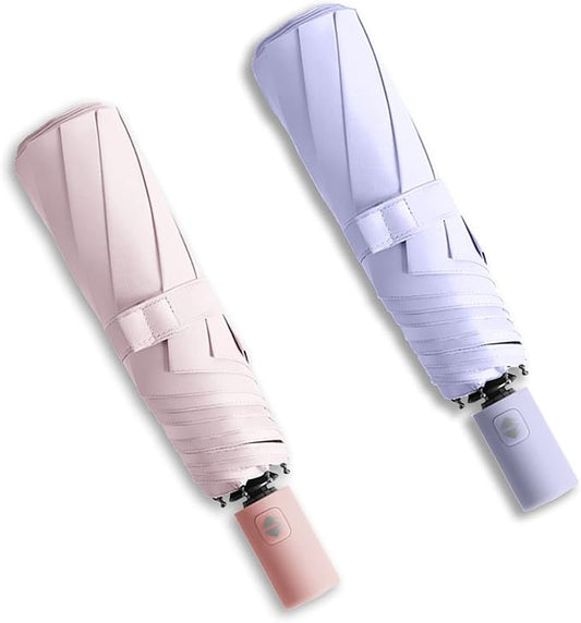 BAODINI Small UV Protection Travel Umbrella Compact for Rain and Sun UPF 50+ Windproof Portable 42 inch Umbrella for Women and Men