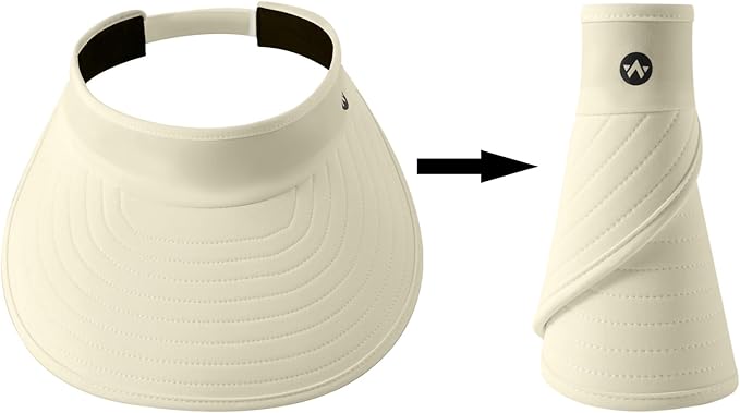 WANDER Sun Visor Hats for Women Wide Brim UV Protection Adjustable Large Golf Beach Cap Packable Travel Sport Visor