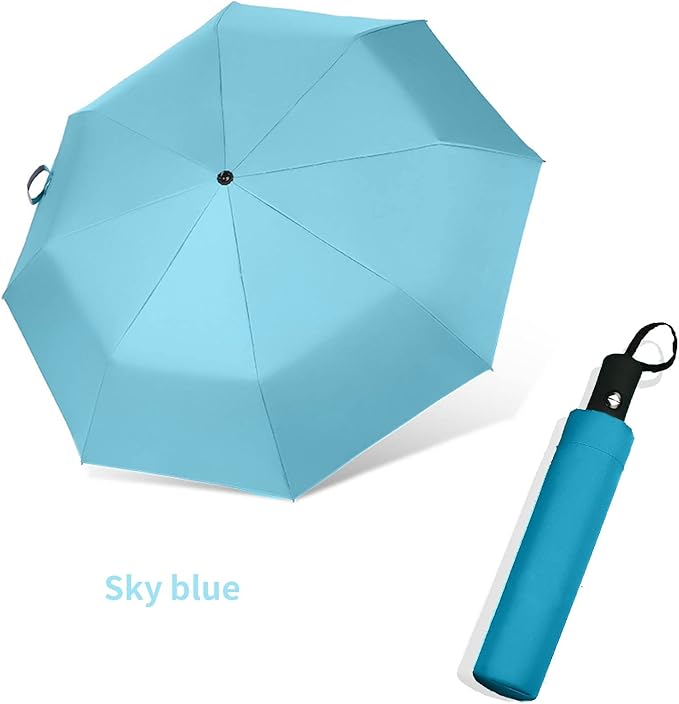 SIEPASA Windproof Travel Compact Umbrella-Automatic Umbrellas for Rain-Compact Folding Umbrella, Travel Umbrella Compact, Small Portable Windproof Umbrellas for Men Women Teenage.(Light Blue)