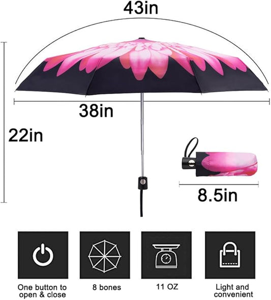 Goothdurs Automatic Mini Travel Windproof Umbrella Compact Auto Open/Close Small Lightweight Folding Rain Umbrellas for Women Men