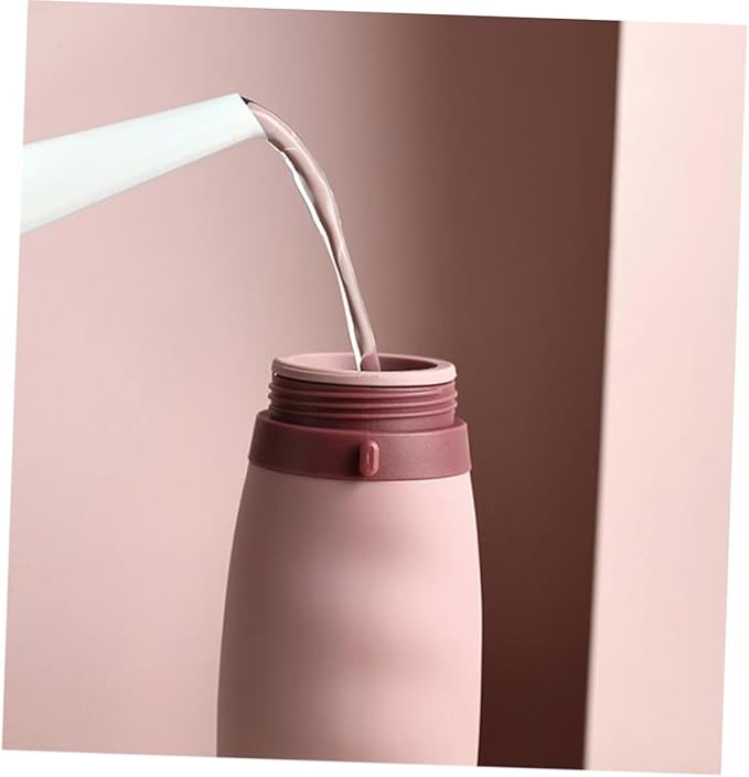 Foldable Silicone Sports Water Bottle Portable Collapsible Outdoor Drinking Cup for Hiking Camping Cycling Pink