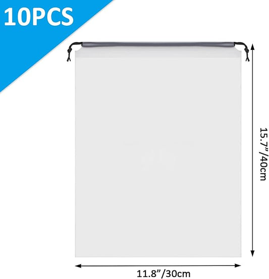 Clear Shoe Bags - 10 PCS, 15.7" x 11.8", Drawstring Travel Shoe Bags for Packing, Waterproof Dustproof Portable Shoe Storage for Men and Women