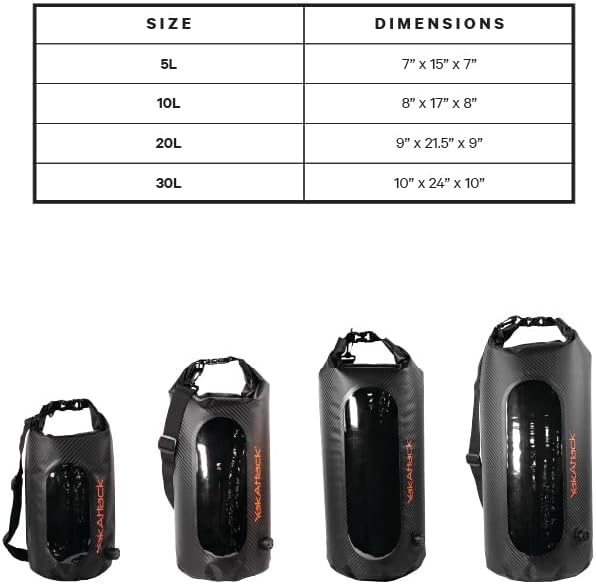 YakAttack 10L Roll-Top Drybag with Air Valve - Black Carbon | Waterproof Marine Dry Bag for Kayaking, Boating & Paddleboarding | Heavy Duty Drybag for Gear Protection | Roll Top Compression Bag