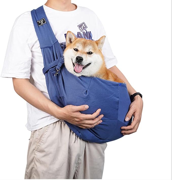 CYBERNOVA Small Pet Dog Cat Sling Carrier for 3-15lbs, with Pocket,Hand-Free Pet Bag Dog Cat Puppy Carry Bag for Travel and Walking Outdoor (Blue)