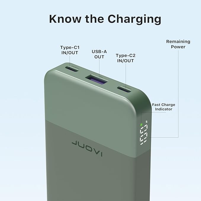 Power Bank 10000mAh, 35W Portable Charger,Fast Charging Portable Battery Pack with PD 3.0 & QC 4.0, USB C Portable Power Bank for iPhone 15 14 13 Series, Galaxy, Tablet, Switch, and More（Green）