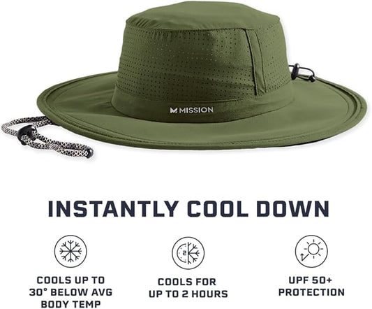 MISSION Cooling UPF Boonie Hat - Unisex Sun Hat for Hiking, Beach & Fishing - Sweat & Water Activated Technology