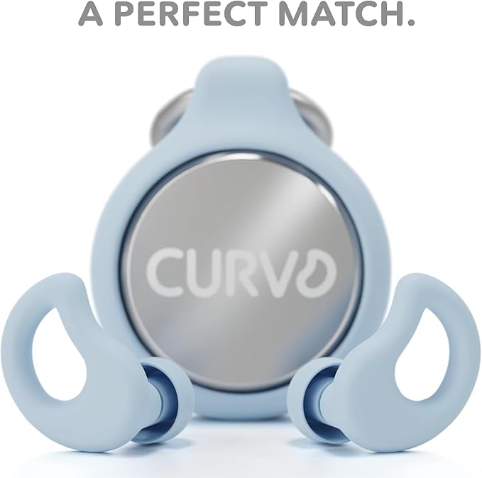 CURVD Everyday Earplugs + Case Clip Bundle, Perfect Ear Plugs for Sleep, Travel, Noise Sensitivity/canceling + Portable Waterproof Container & Silicone Sleeve for Ear Plugs(Blue)