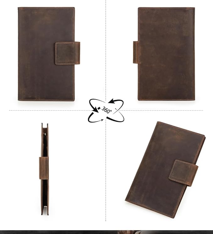 Unisex Genuine Leather Wallet Retro Crazy Horse Leather RFID Blocking Family Travel Passport Holder Slot (Coffee)