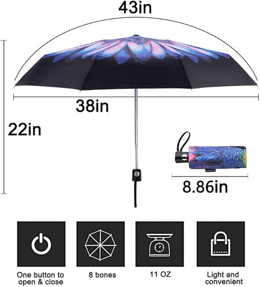 Goothdurs Automatic Mini Travel Windproof Umbrella Compact Auto Open/Close Small Lightweight Folding Rain Umbrellas for Women Men