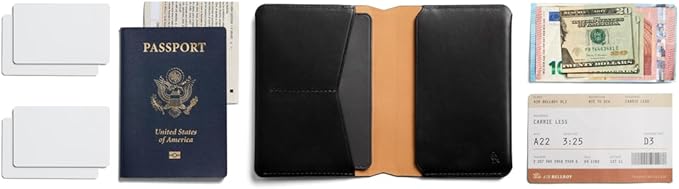 Bellroy Passport Cover (slimline travel wallet/pouch with card slots and space for cash plus travel documents) - Black