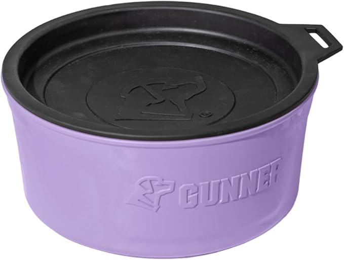 GUNNER Dog Bowl with Spill-Proof Travel Lid- K9 Companion Food & Water Bowl, Lightweight Rust-Proof & Shock Resistant Stackable, Leak Resistant Nesting Lid, (Lavender)