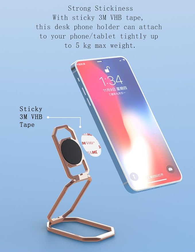 Phone Ring Holder Finger Kickstand Cell Phone Grip 360° Foldable Phone Stand Metal Phone Back Grip for Magnetic Car Mount Phone Kickstand Attachment Compatible with Most Smartphones