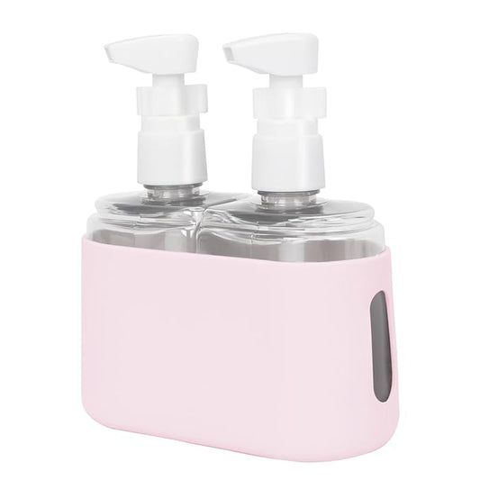 Songaa 2 In 1 Travel Size Bottles - Travel Shampoo and Conditioner Containers for Toiletries, Refillable Toiletry Bottles with Lid - Pink