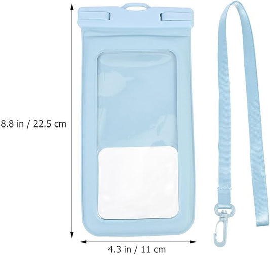 SMASOLO Waterproof Phone Pouch Floating Large Phone Protector Bag for Swimming Diving Spa with Lanyard Gray Blue