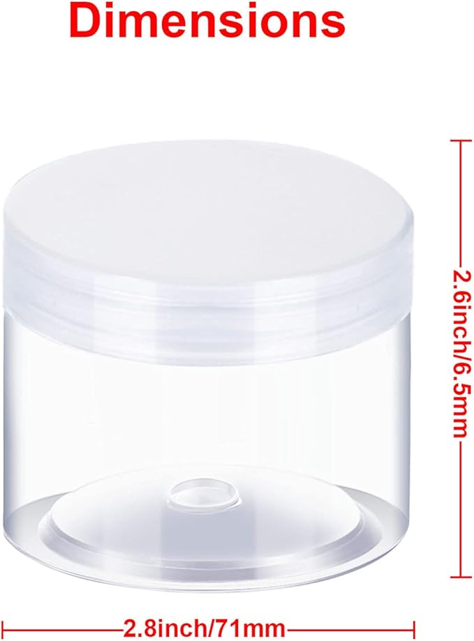 SATINIOR 12 Pack 7 oz Plastic Container Jars with Lids Round Clear Travel Cosmetic Container Jars for Toiletries, Lotion, Cream, Ointments, Makeup, Rhinestone, Samples, Kitchen Storage(Clear)