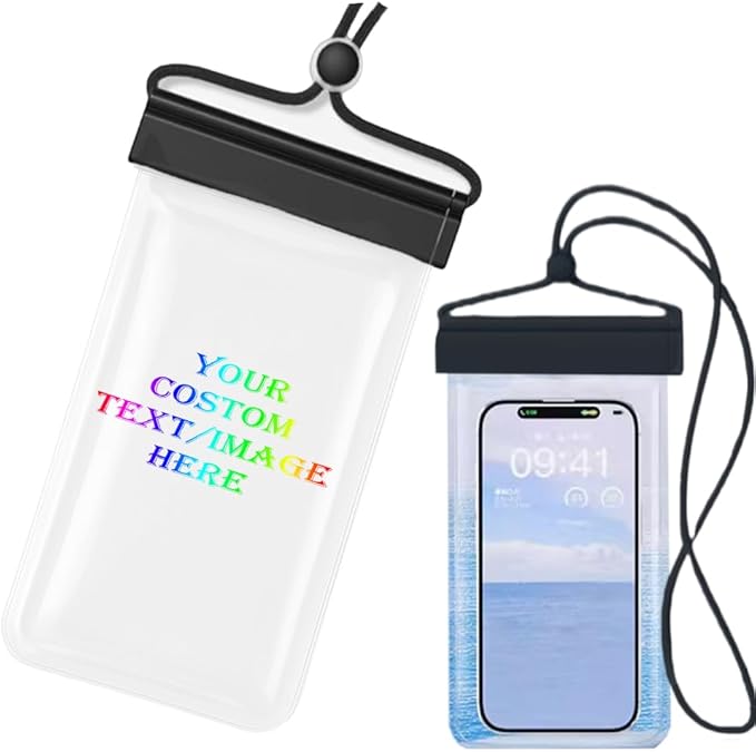 Personalized Initial Waterproof Phone Pouch Case (Black)