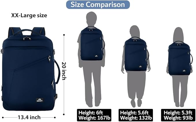 MATEIN Extra Large Mens Travel Backpack Carry on, Expandable Traveling Backpack for Men Airline Approved, Water Resistant Business Casual Daypack, Traveler Gift, Blue