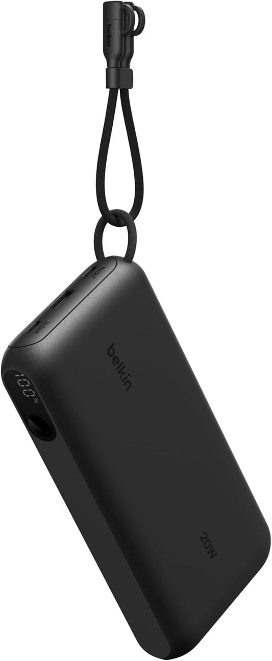 Belkin Portable Charger, USB-C Power Bank 20,000mAh w/ 2X USB-C Ports & 1x A Port, Digital Battery Display, 20W Charging for iPhone 17, Air, Pro, Samsung Galaxy S25, Pixel 10, iPad, & More - Black