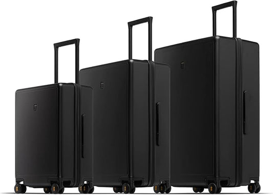 LEVEL8 Elegance Matte Luggage Set, 20 Inch Carry-on Luggage, 24&28 Large Suitcase Lightweight Hardside Suitcases with Wheels,Tsa Lock,3-Piece Set(20/24/28), Black