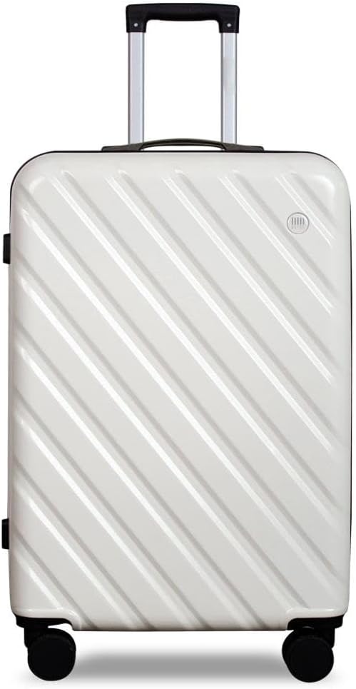 HotWay 28 Inch Expandable Checked In Luggage, Lightweight Hardshell Luggage with Spinner Wheels, White