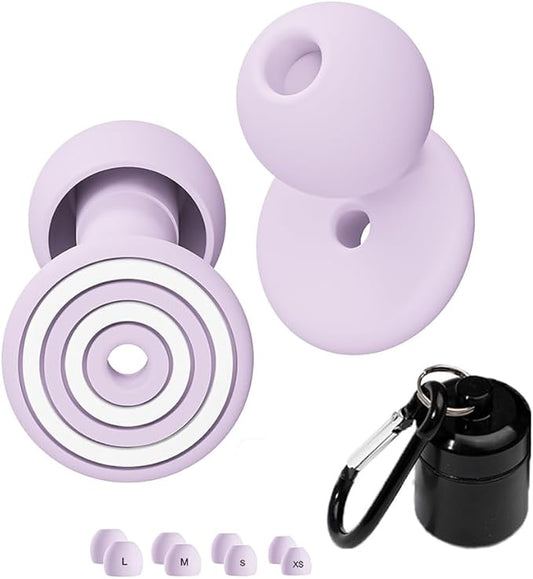 ROMI Ear Plugs for Sleeping & Snoring – 33 dB Noise Cancelling Silicone Earplugs for Concerts, Travel & Work – Reusable & Washable with Carrying Case + Adjustable Fit (4 Sizes XS/S/M/L)