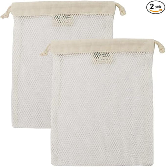 Simple Ecology Organic Cotton Mesh Laundry Bag; Machine Washing Bags for Delicates, Lingerie and Garments, Small 2 pack