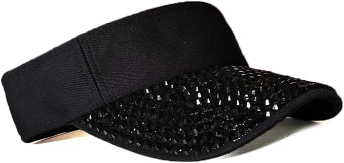 Sparkle Glitter Summer Rhinestone UPF 50+ Bling Ladies Sun Visor for Women Outdoor Sports Fashion Golf Hat