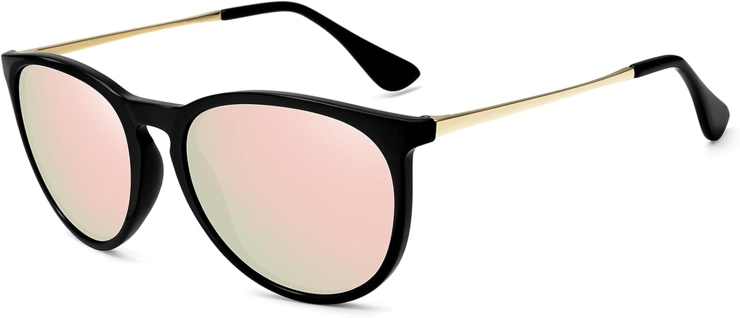 Retro sunglasses womens 2024 trendy round classic glasses