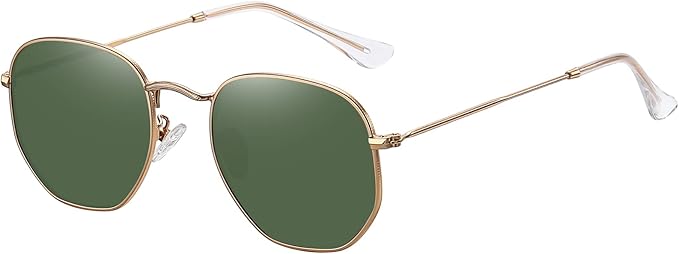 MEETSUN Polarized Hexagon Sunglasses for Women Men Polygon Square Sun Glasses UV400 Protection Metal Frame
