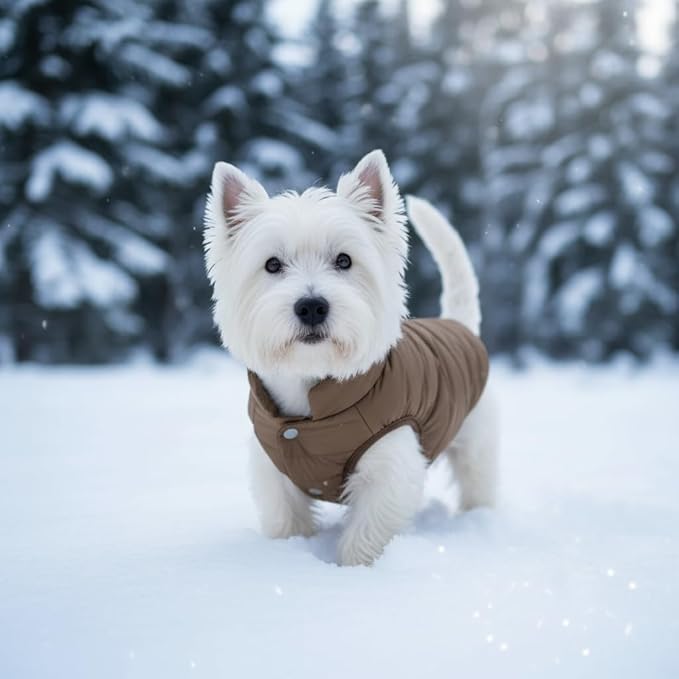 ASENKU Dog Winter Coat - Waterproof Windproof Dog Jacket, Warm Snowproof Doggie Puffer Vest for Cold Weather, Lightweight Snow Coats for Small Medium Large Dogs (3XL, Coffee)