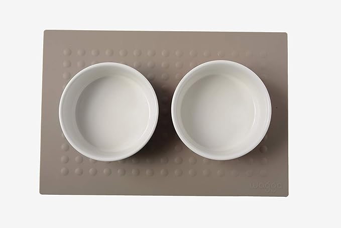 Waggo Dipper Ceramic Dog Bowl for Small and Large Breeds - Heavyweight and Durable Pet Food and Water Dish Crock, Dishwasher Safe, Modern (Dolphin, Small)