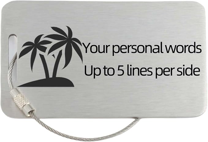 Sturdy and Durable Personalized Luggage Tags for Suitcases,Cruise Essentials Travel Tags for Luggage,Travel Bag Labels,Heavy-Duty Stainless Steel Silver Rectangular Horizontal Suitcases Tags