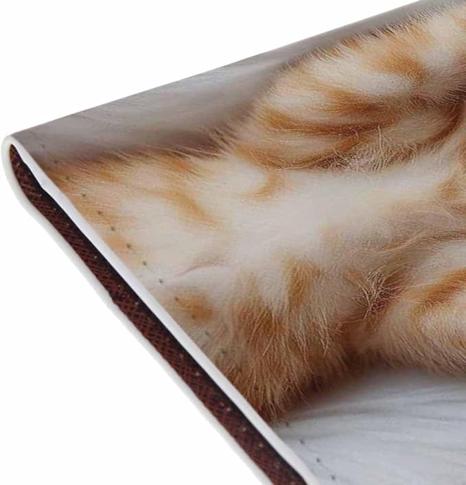 Little Kitten Passport Holder for Travel Cat Sleeps on Fur White Blanket PU Leather Passport Cover Wallet Cute Passport Card Holder for Women and Men