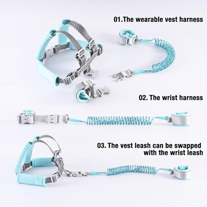 PandaEar Toddler Safety Harnesses & Leashes with Safety Wristband Rope for Babies Toddlers Child Kids