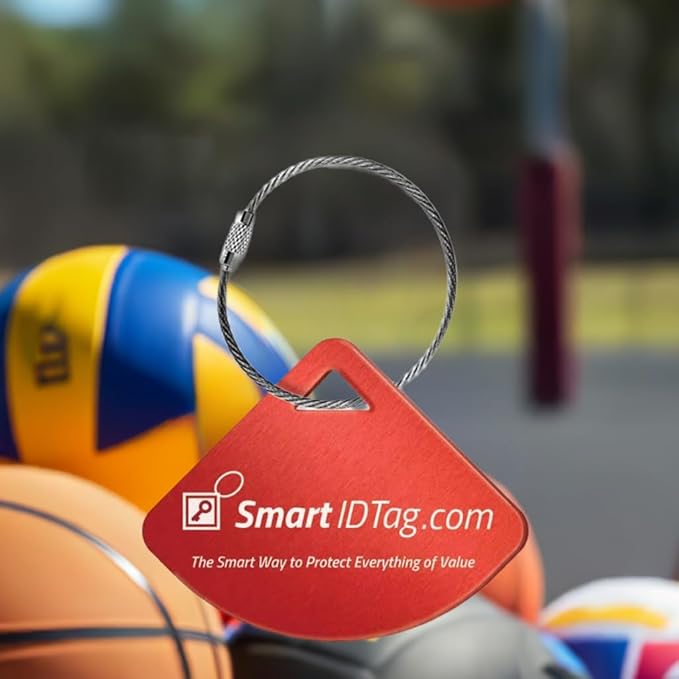 Dynotag® Express Series Solid Metal Web Enabled Smart Bag Tag ID + Steel Loop, Anodized Aluminum with DynoIQ™ & Lifetime Recovery Service (Ruby Red)