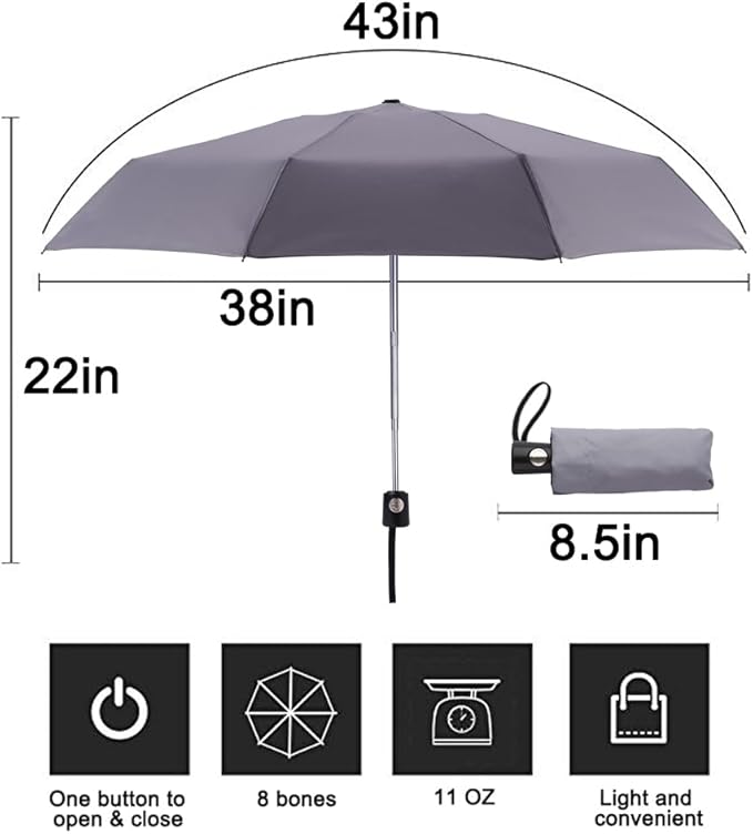 Goothdurs Automatic Mini Travel Windproof Umbrella Compact Auto Open/Close Small Lightweight Folding Rain Umbrellas for Women Men
