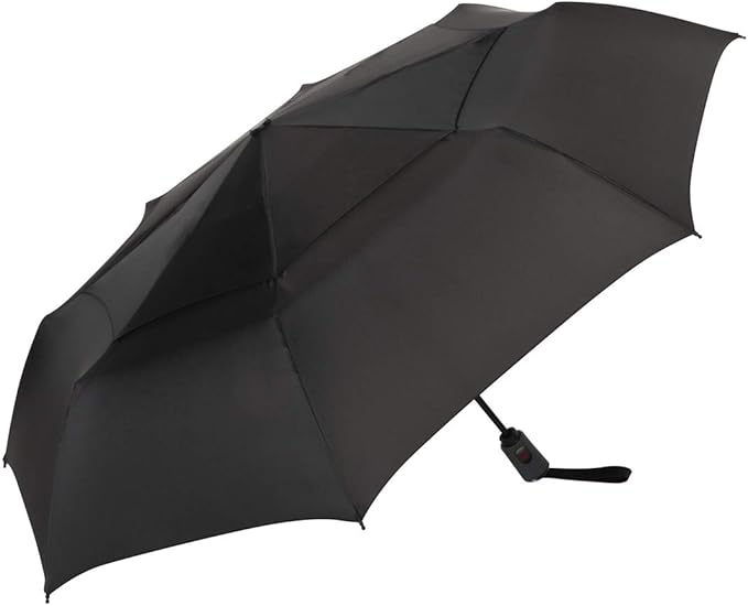 ShedRain Compact Folding Travel Umbrella – Push-Button Open & Close, Vented Double Canopy, Protects from Rain, Sun, & Wind