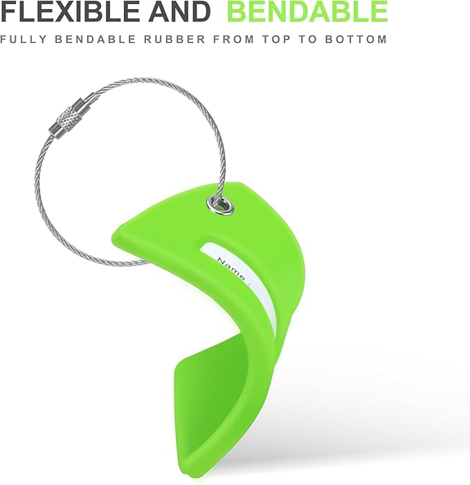 Gostwo 2 Pack Silicone Luggage Tags for Suitcases, 26 Initial Letter Baggage Labels Handbag School Bag Suitcase Instrument Tag with Stainless Steel Loop(Green)(Letter R)