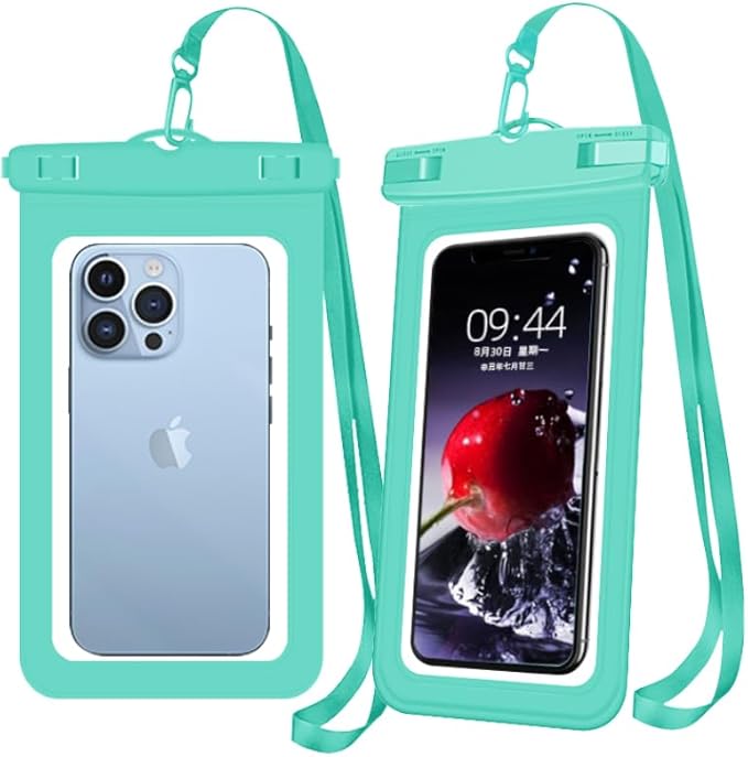 [Up to 6.9" 2 Pack Waterproof Phone Pouch Case,Waterproof Phone Bag for iPhone 17 16 15 14 13 Pro Max Plus Galaxy S25 S24 Ultar Plus+,IPX8 Cellphone Dry Bag Beach Travel Essentials-Green