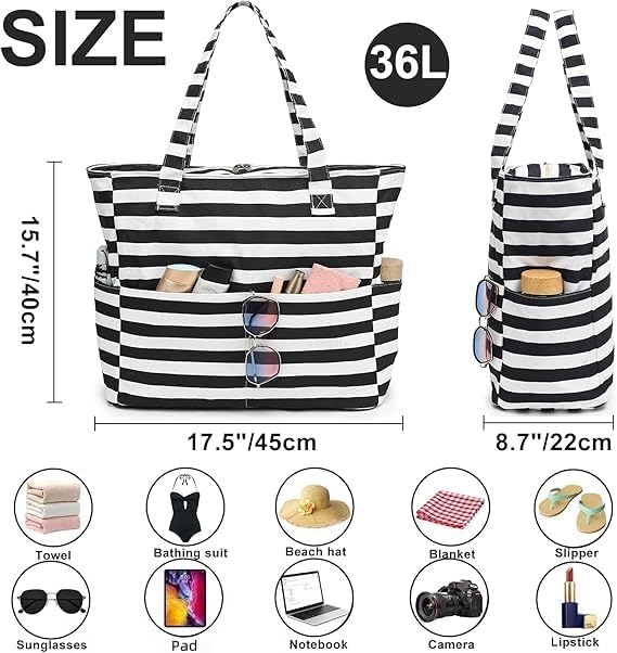 Beach Pool Bags Tote for Women Ladies Large Gym Tote Carry On Bag With Wet Compartment for Weekender Travel Waterproof