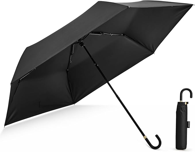 G4Free Mini Travel Umbrella UPF 50+ Ultralight Slim UV Protection Parasol, Windproof Compact Umbrella for Sun & Rain, Portable with J Hook Curved Handle Japanese Style for Women