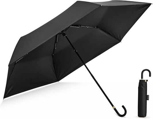 G4Free Mini Travel Umbrella UPF 50+ Ultralight Slim UV Protection Parasol, Windproof Compact Umbrella for Sun & Rain, Portable with J Hook Curved Handle Japanese Style for Women