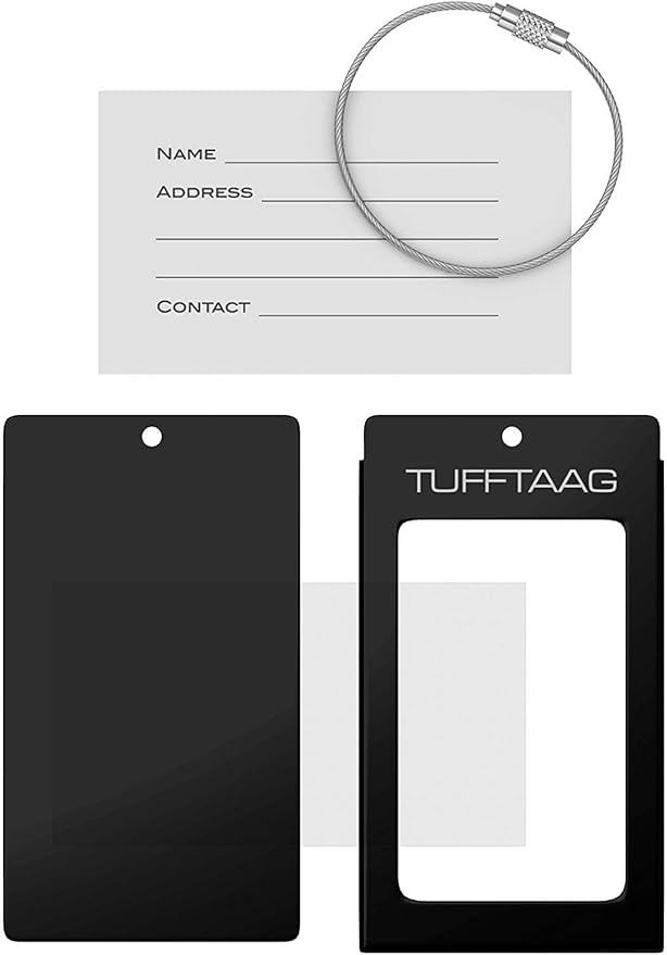 Luggage Tags Business Card Holder by TUFFTAAG - Durable Travel ID Bag Tag in Multiple Color Options, Perfect for Suitcases, Backpacks, and Carry-Ons, Easy Identification, Secure and Stylish