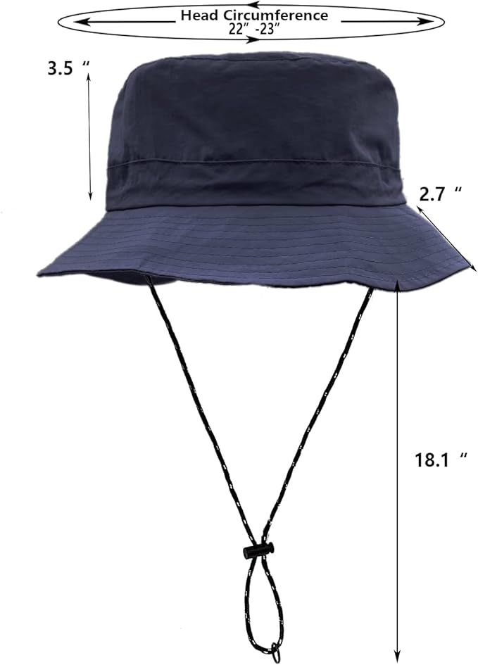 woogwin Waterproof Bucket Rain Hat with Chin Strap Quick Dry Packable Boonie Sun Hat Safari Hat UV Protection