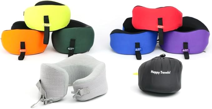 C CUSHION LAB Travel Pillow, Award-Winning Patented Ergonomic Design for Chin & Neck Support Memory Foam Neck Pillow, Compact Airplane Pillow for Traveling, Flight, Car (Gray, Large)